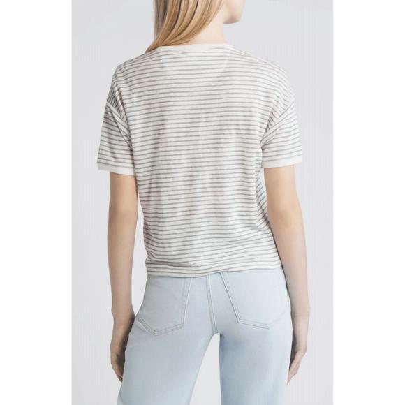 NEW FRAME pocket crew tee top in green gem multi - Picture 3 of 6